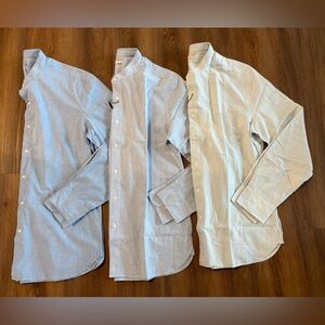 Men’s Oxford band collar button up shirts, size large, new, lot of 3